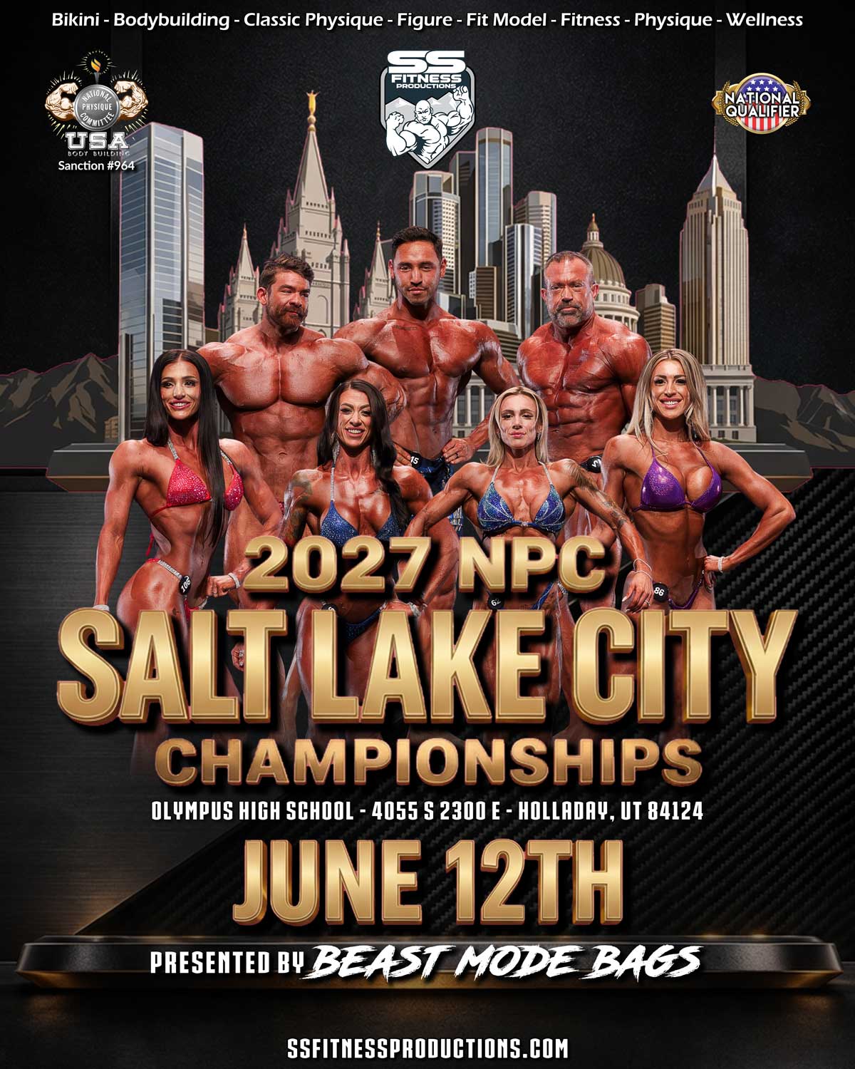 MARK YOUR CALENDARS for the 2027 NPC Salt Lake City Championships‼️
📅June 12, 2027
📌Olympus High School
4055 S 2300 E
Holladay, UT 84124
The SLC Championships is an NPC National Qualifier💪
Competitor registration is open - Visit the show page on our site.
Sponsorship opportunities for 2027 are available, DM for more information.