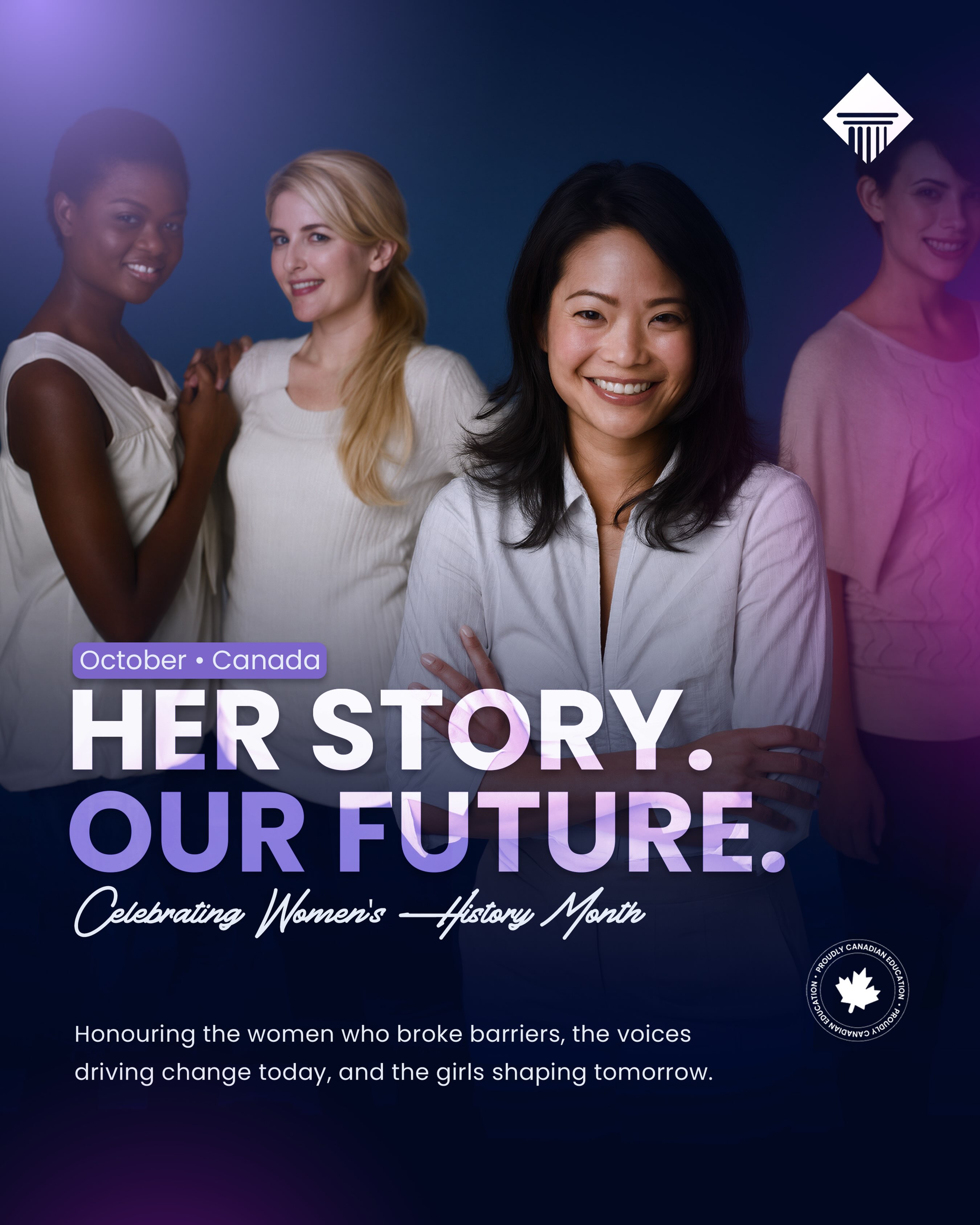 Instagram post: Her story. Our future. 💜
October is Women’s History Month in Canada, a time to recognize the achievements, leadership, and contributions of women and girls who have shaped our past, are driving change today, and are building the future.
Since 1992, Canada has dedicated October to celebrating women’s history. The month also honours milestones such as the 1929 Persons Case, which helped pave the way for women’s greater participation in public and political life.
At Cornerstone Community College, we celebrate the women in our community who continue to learn, lead, innovate, and inspire.
Honouring her history. Empowering her future. 💜
#WomensHistoryMonth #CornerstoneCommunity #WomenInCanada #WomenInLeadership #EmpowerHer