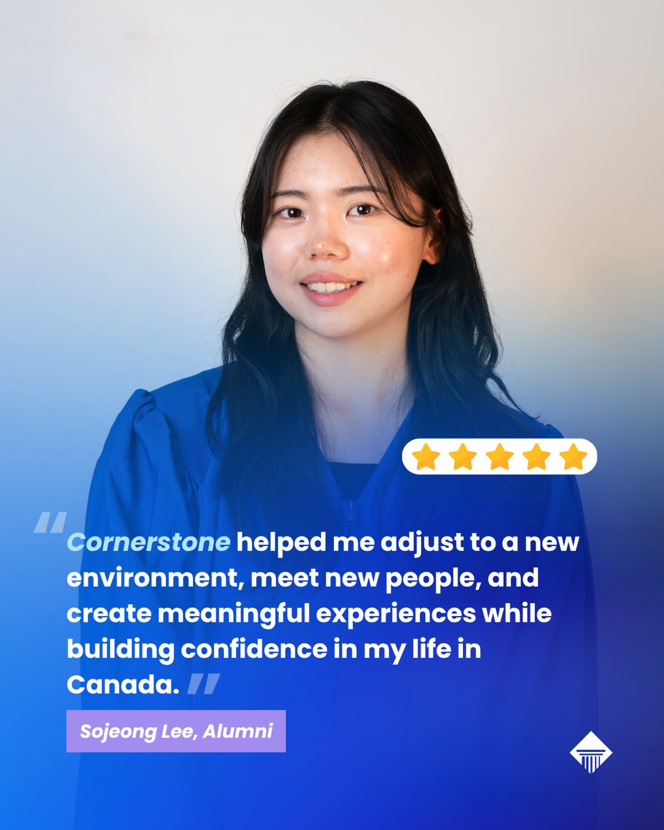 Instagram post: Student Testimonial | Nicole (Sojeong Lee) 🇰🇷💙
Moving to a new country is about more than studying. It’s about building connections, overcoming challenges, and finding your place in a new environment.
In her testimonial, Nicole (Sojeong Lee) shares her journey from Korea to Canada, her experience studying Digital Marketing at Cornerstone Community College, and how the support of our instructors and team helped her navigate life in a new country.
Every journey comes with challenges, but with the right support, a new beginning can become a meaningful chapter in your life. ✨
#cornerstonecommunity #studenttestimonial #digitalmarketing #studyinvancouver #internationalstudents