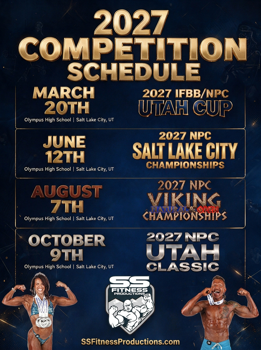 It's time to mark your calendars for 2027‼️
📅March 20th
2027 IFBB/NPC Utah Cup
Featuring IFBB Pro Classic Physique & Wellness
📅June 12th
2027 NPC Salt Lake City Championships
📅August 7th
2027 NPC Viking Natural & Open Championshis
📅October 9th
2027 NPC Utah Classic
All shows take place at:
📍Olympus High School
Salt Lake City, UT
March and June competitor registrations are open ‼️
Sponsorship opportunities for 2027 are available, DM for more information.
Featured athletes: @derrickjackman5 & @hiphopmama_slc
🔗 Site link is in our profile
@alternativehealthcr
@beautybycatdavis
@officialbetterbodies
@bioaligndna
@bushido.nation
@butlerprogym
@dees.muscles
@dz_kitchen_meals
@feastmodeflavors
@officialgasp
@goodearthmarkets
@healthydevilco
@thehellsgategym
@kavabodybuilding
@legendaryfoods
@liftedgelato
@lottstrophies
@martinispraytan
@themassquatch
@maximusposingsuits
@npcglamteam
@ofit_syndicate
@profitnessphotos
@rockwellwatches
@savagecollectivehq
@shaneheugly
@tbm_fitness
@temple_performance
@testosterone.doctor
@try.tidal
@unwellbarbell
@vtltyhrt
@npcnewsonlineofficialpage
@ifbb_pro_league